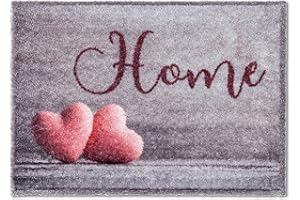 ‎ASTRA ASTRA flauschig-weiche Sauberlaufmatte Pure & Soft – Schmutzfangmatte bunt – Türmatte Innen – strapazierfähige Fussmatte – 50x70cm (Farbe: Home Herzen Silber)