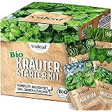 valeaf BIO Kräuter Starter Set I Kräuter Anzuchtset m. Bio Kräuter Samen I Kräuter Pflanzset I Küchenkräuter selber züchten I