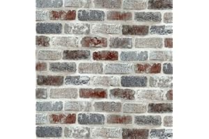 xupingjiti Papier peint autocollant, motif brique, style vintage, aspect pierre, 44 cm x 300 cm, film autocollant pour cuisine, rebord de fenêtre