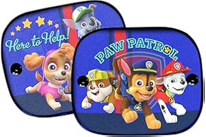 HiTS4KiDS - Parasol para coche con protección UV 2 unidades - Protección solar para niños con ventosas - Protección solar para coche para ventanas laterales - Oscurecimiento de la Patrulla Canina - 44