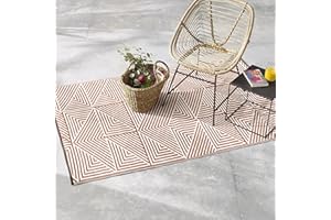 FAB HAB Moderne géométrique Tapis d'extérieur - Tokyo Terracota - résistant à l'eau, ne Fade Pas, réversible - Plastique recyclé Premium - terrasse Balcon Cuisine entrée Patio - 150cmx240cm