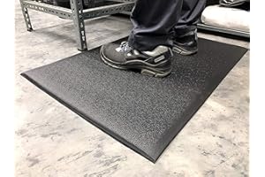 GLOBAL MATS Soft Step Anti-Fatigue Mat, Professional Basic Workplace Mat, 100% Vinyl Foam, Textured 10 mm High (90 cm x 200 cm, Black)
