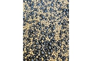 CAKE N BAKE Metallic/Shimmer Balls Edible Cupcake Cake Topper Sprinkles (35g Pouch) (Black and Gold)