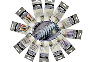 FLADEN Fishing - 12 (2 x 6 Styles) Assorted Classic Ready to Use Tied Boat Sea and Shore Feather Lure Rig Range for Cod Herring and Mackerel on a Backing Card [17-ASST01]