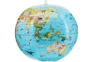 CALY - Globo inflable "Animales" 30 cm - ¡Un globo para descubrir el mundo! ¡El reino animal y la multitud de continentes a los que pertenecen a tu alcance! - Inglés - 057B