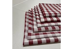 TESSILE & SERVICE SRL T&S SET 6 TOVAGLIOLI DI STOFFA RIUTILIZZABILI FANTASIA A QUADRETTI BIANCO/ROSSO IN MISTO COTONE TINTO IN FILO DI ALTA QUALITA - MISURA 42X42 CM - IN OFFERTA - MADE ITALY