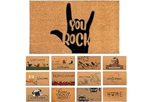 AMARU DOOR MATS Felpudo You Rock de Fibra Coco - 70x40cm - Felpudos Antideslizantes - Felpudos Originales para la Entrada a Casa, Pasillos, Puertas de Exterior - Accesorios para el Hogar - Material Resistente