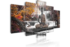 murando Acrylglasbild Abstrakt 200x100 cm 5 Teilig Wandbild auf Acryl Glasbilder Kunstdruck Moderne Acrylglas Platte Wanddekoration Geschenke Heimdekoration Glasbild -Buddha Wasserfall Feng Shui