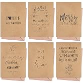 Weihnachtskarten-Set Mit Umschlägen – 12 Stück, Kraftpapier, Inkl. Aufkleber