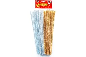 AMAZING ARTS AND CRAFTS Gold and Silver Tinsel Pipe Cleaners 300mm 100pcs