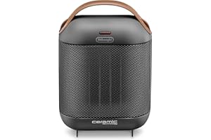 DeLonghi Radiateur céramique HFX30C18.AG | Chauffage mobile pour un apport de chaleur rapide et sélectif | 2 niveaux de puissance | Fonction antigel | Puissance 1 800 W | Gris
