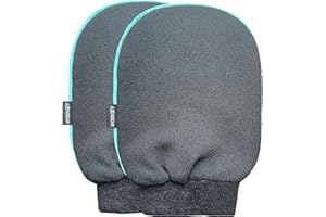 aZengear Gant exfoliant (Paire), Gant de gommage profond pour le bain coréen - Élimination des peaux mortes, du faux bronzage par pulvérisation, de la kératose pilaire pour hommes, femmes, Noir