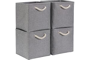 Mangata Cube de Rangement Tissu, Panier Cube de Rangement, (Gris, 33x33x33cm/4 Paquet)