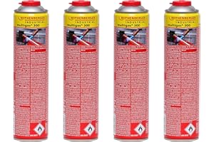 ROTHENBERGER Industrial Multigas 300 Gas Kartusche | 600 ml | 338g | Anschluss: 7/16“ EU | Norm EN 417 selbstverschließend | 4 Stück