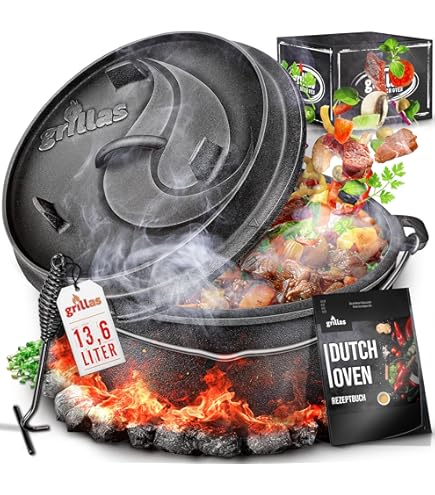 Dutch Oven In Ghisa GUSSK&Ouml;NIG 12L - Gi&agrave; Stagionato Con Accessori