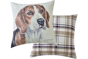 Maturi Filled Seat Cushion with Beagle Dog Watercolour Image, Chair Sofa Pillow - 43 x 43cm / 17 x 17-inch