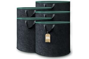 GardenGloss® Saco de Plantas (5 Piezas) - Bolsa de Cultivo de 30L de Tela No Tejida - Bolsa de Plantación para Patatas, Tomates y Fresas - Color Negro - Uso en Interiores y Exteriores