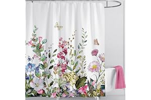 LIVETTY Floral Bathroom Shower Curtains Fabric Shower Curtain Waterproof Curtains for Bathroom Quick-Drying Kitchen Curtains Machine Washable with 12 Hooks-Multi Color 180CM*180CM-Flower style1
