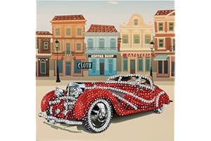 CRYSTAL ART- Kit Carte à diamanter, CCKA14, A14-Classic Car, 18x18cm