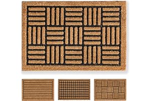 Carpido Wycieraczka kokosowa z kratką, 40 x 60 cm, mata do drzwi wewnętrznych, antybakteryjna mata