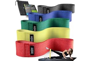 ZENONE SPORTS Zenloops Bandes De Fitness en Tissu, 5 Bandes De Résistance avec Niveaux De Résistance, Bandes De Fitness Élastiques pour l'Entraînement, Home Workout, Antidérapant, Guide Workout Inclus, 5 Pièces