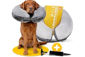 Tierhood Halskrause Hund - Aufblasbarer Hundekragen Leckschutz - Halskrause weich - Kragen für Hunde nach OP - Schutzkragen Hund - Rasche Genesung an verletzten oder operierten Stellen - XL