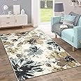 Alfombra De Diseño Moderna Salón Estampado Flores Tonos Pastel Verde Azul Crema, tamaño:120x170 cm