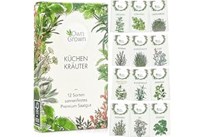 OwnGrown Kräuter Samen Set 12 Sorten Garten und Küchenkräuter Samen - Petersilie, Kräuter der Provence, italienische Kräuter, Koriander Samen, Dill, Kräutersamen für Balkon, und Hochbeet