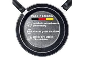 Fissler Adamant Comfort Zestaw Patelni, Aluminium, Czarny, 24 cm + 28 cm