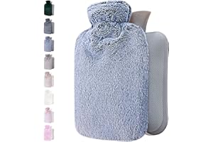 Qomfor Bolsa De Agua Caliente Con Funda Suave Funda De Felpa Premium - Gran Capacidad De 1.8L, Azul