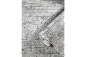 marburg Steintapete Grau Backstein Ziegelstein 3D Effekt für Schlafzimmer Wohnzimmer oder Küche Tapete Steinoptik 10,05m x 0,53m 58411