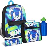Get Trend Sonic The Hedgehog School Backpacks Set of 4 Pieces with Water Bottle Case and Lunch Bag Shadow School Supplies (So