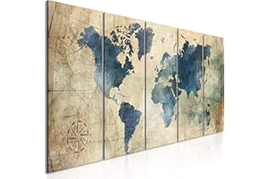 murando - Quadro Acustico Mappamondo 5 pezzi schiuma acustica Quadri Moderni Grandi - Camera da Letto Matrimoniale - Stampa su Tela - Pannelli Fonoassorbenti Decorativi - Fonoassorbente