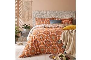 furn. Folk Flora nórdica y Funda de Almohada Conjunto, Naranja, Soltero