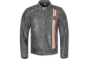 XLS Motorradjacke Classic Urban für Herren schwarz aus Leder Retro Bikerjacke herausnehmbares Thermofutter