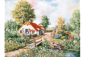 LUCAS Luca-S BU4011 Ländliche Landschaft Kreuzstichset, Baumwolle, mehrfarbig, 46x35cm