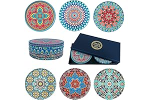 Totally Turkish – Patterned Drink Coasters Set of 6 – Giftable Design Drinks Mat Set – Non-Scratch Top & Non-Slip Cork Base (Bodrum)