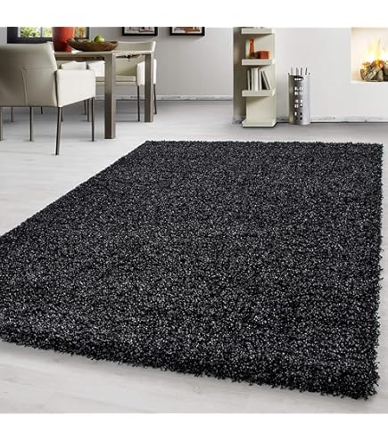 Paco Home Hoogpolig tapijt, zachte moderne shaggy voor woonkamer in flokati- look, effen, Maat: 120 cm rondje, Kleur:Roest 1