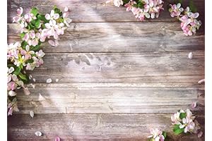LYWYGG 8x6FT Vinyl Fotografie Kulissen Fotostudio Requisiten Holzbretter und Blumenthema Fotografie Hintergrund CP-131-0806 Braun