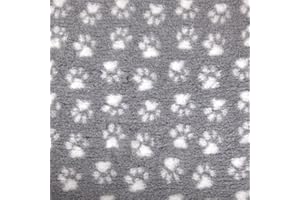 MerryMaple Veterinary Bedding ® Paws Vet Bed Pro Pet Non Slip Rubber Backing Machine Wash - 20 Colours, Various Sizes (Baby Grey with White Paws, 100cm x 76cm (40" x 30"))