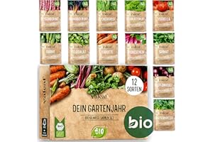 valeaf kit de graines de légumes - assortiment de semences prêt à pousser - 12 délicieuses variétés de légumes biologique - graines pour le jardin et potager