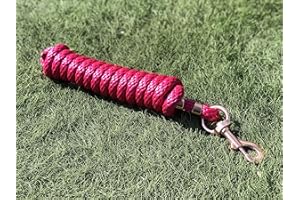 TGW Riding Führstrick für Pferd - Anbindestrick in verschiedenen stylischen Designs, 2.6METERS Führleine, Anbindeseil Pony, Esel, Ziege (rosa, Rosegold Clip)