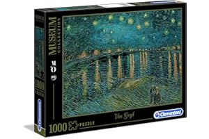 Clementoni - Puzzle 1000 piezas cuadro La Noche Estrellada, Rodano- Colección Museos, Puzzle adulto (39344)