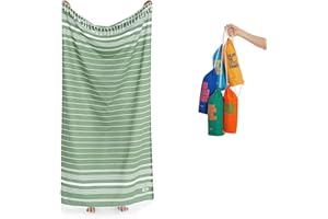 ‎LUUM Luum® Strandtuch groß 100x200 Hamamtuch Saunahandtuch Badetuch Handtuch Yogatuch Duschtuch Strandhandtuch Saunatuch Reisehandtuch Turkish Towels, Damen Herren, 100% Baumwolle, Dunkel Grün