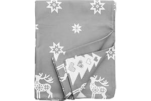 Ragged Rose Christmas Table Cloth - Festive Linen Tablecloth with Nordic Style Prints for Living Room & Kitchen - Cotton Tablecloth That Fits a 6-7 Ft Table