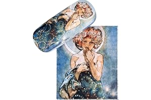 VON LILIENFELD etui na okulary Alfons Maria Mucha The Moon etui na okulary z mikrofibry ściereczka do czyszczenia okularów pudełko na okulary solidne etui pokryte materiałem