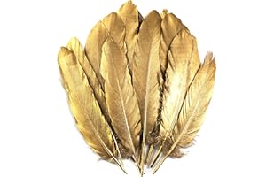 CHAOJUKJ 20-25cm 25 PCS Gold Feathers Natural Goose Feathers for DIY Wedding Decorations Angel Wings & Fairy Crafts