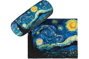 VON LILIENFELD etui na okulary motyw Vincent van Gogh gwiaździsta noc etui na okulary ściereczka z mikrofibry do czyszczenia okularów pudełko na okulary solidne twarde etui pokryte materiałem
