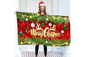 KASKANA Christmas Flag 5ft x 3ft with eyelets - Christmas Banner - Vivid Digital Print - 110Den Thick polyester - Double Seam