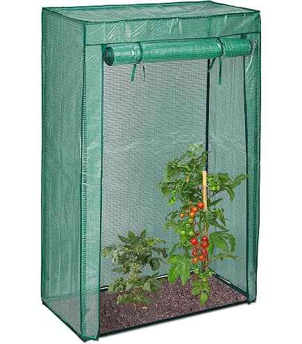Serre à Tomates Ohuhu 200x77x170cm - Housse Polyéthylène Avec Fenêtres